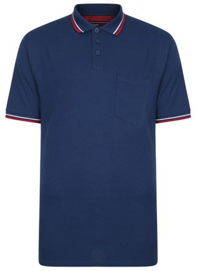 Kam Jeans 5400B Tipped Polo with Pocket Insignia Blue - Pólóingek - Galléros Pólók 2XL-8XL - Pólóingek 2XL-8XL