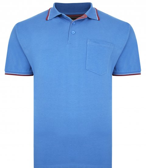 Kam Jeans 5400C Tipped Polo with Pocket Blue - Pólóingek - Galléros Pólók 2XL-8XL - Pólóingek 2XL-8XL