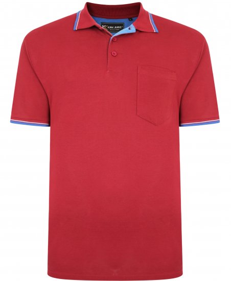 Kam Jeans 5400C Tipped Polo with Pocket Burgundy - Pólóingek - Galléros Pólók 2XL-8XL - Pólóingek 2XL-8XL