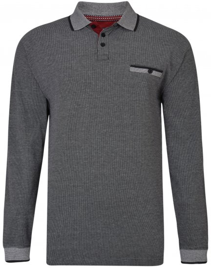 Kam Jeans 5429 Long Sleeve Polo Black - Pólóingek - Galléros Pólók 2XL-8XL - Pólóingek 2XL-8XL