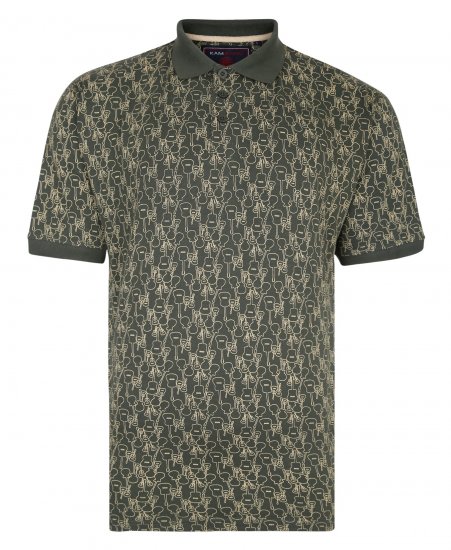 Kam Jeans Guitar Print Polo Olive - Pólóingek - Galléros Pólók 2XL-8XL - Pólóingek 2XL-8XL