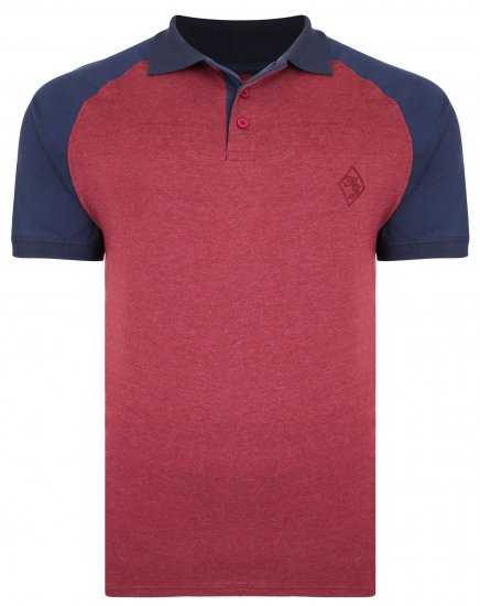 Kam Jeans 5446 Raglan Marl Jersey Polo Burgundy - Pólóingek - Galléros Pólók 2XL-8XL - Pólóingek 2XL-8XL