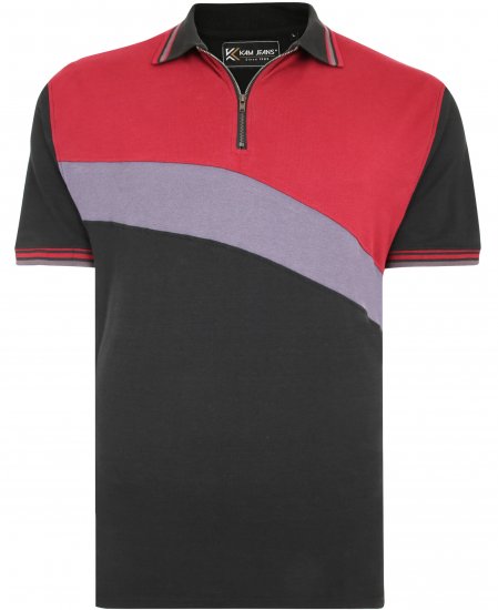 Kam Jeans 5448 Cut & Saw Polo with Zip Black - Pólóingek - Galléros Pólók 2XL-8XL - Pólóingek 2XL-8XL