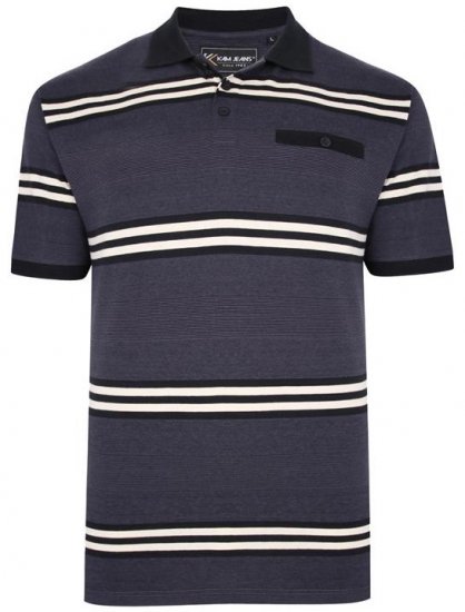 Kam Jeans 5452 Yarn Dye Srtipe Polo Charcoal - Pólóingek - Galléros Pólók 2XL-8XL - Pólóingek 2XL-8XL
