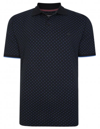 Kam Jeans 5455 Dobby Print Polo Black - Pólóingek - Galléros Pólók 2XL-8XL - Pólóingek 2XL-8XL