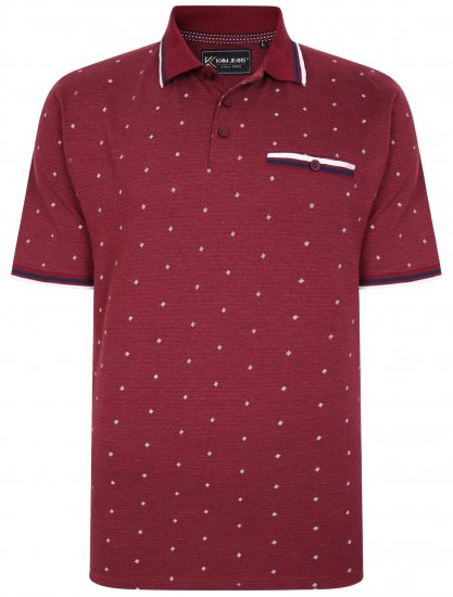 Kam Jeans 5456 Drop Needle Jersey Polo with Dobby Print Burgundy - Pólóingek - Galléros Pólók 2XL-8XL - Pólóingek 2XL-8XL