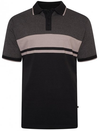 Kam Jeans 5462 Dobby Weave Polo Black - Pólóingek - Galléros Pólók 2XL-8XL - Pólóingek 2XL-8XL