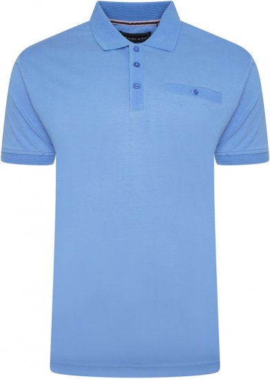 Kam Jeans 5498 Jersey Polo with Self Stripe Jacquard Collar/Cuffs Royal Blue - Pólóingek - Galléros Pólók 2XL-8XL - Pólóingek 2XL-8XL