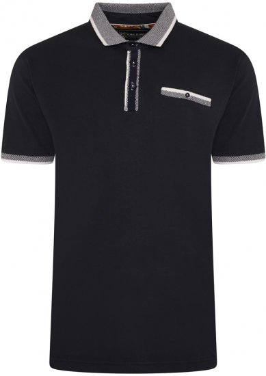 Kam Jeans 5499 Jersey Polo with Jacquard Collar/Cuffs Navy - Pólóingek - Galléros Pólók 2XL-8XL - Pólóingek 2XL-8XL