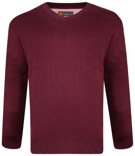 Kam Jeans V-neck Knitted Sweater Burgundy - Pulóverek & kapucnis pulóverek - Pulóverek & Kapucnis pulóver 2XL-12XL