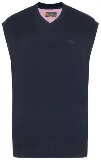 Kam Jeans V-neck Knitted Vest Navy - Pulóverek & kapucnis pulóverek - Pulóverek & Kapucnis pulóver 2XL-12XL