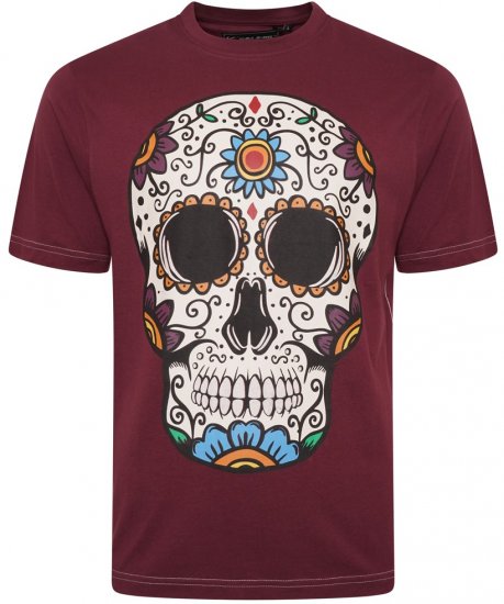 Kam Jeans 5705 Coloured Skull Print Tee Plum - Pólók - Nagyméretű pólók - 2XL-14XL