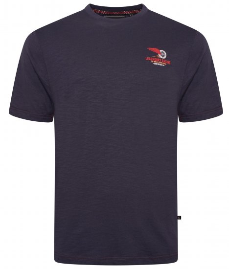 Kam Jeans 5710 Legendary Racing Slub Tee With Back Print Navy - Pólók - Nagyméretű pólók - 2XL-14XL