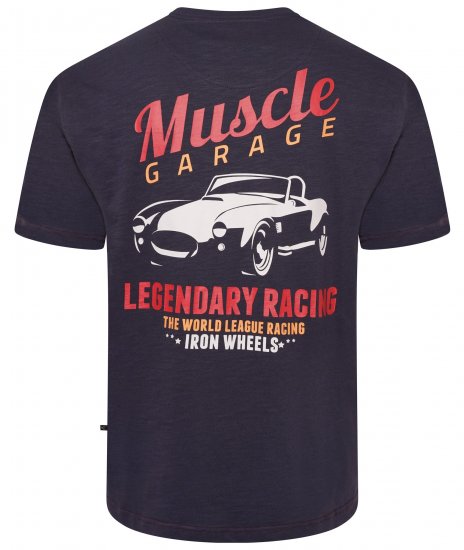 Kam Jeans 5710 Legendary Racing Slub Tee With Back Print Navy - Pólók - Nagyméretű pólók - 2XL-14XL