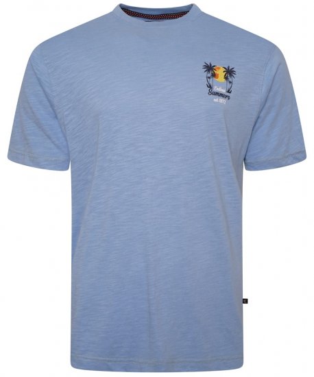 Kam Jeans 5711 Endless Summers Slub Tee With Back Print Blue - Pólók - Nagyméretű pólók - 2XL-14XL