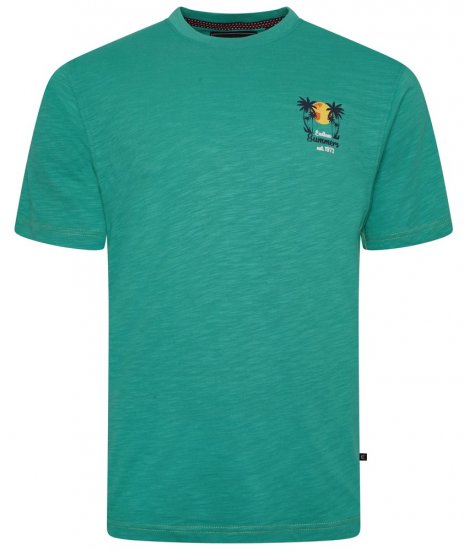 Kam Jeans 5711 Endless Summers Slub Tee With Back Print Emerald - Pólók - Nagyméretű pólók - 2XL-14XL