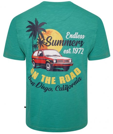 Kam Jeans 5711 Endless Summers Slub Tee With Back Print Emerald - Pólók - Nagyméretű pólók - 2XL-14XL