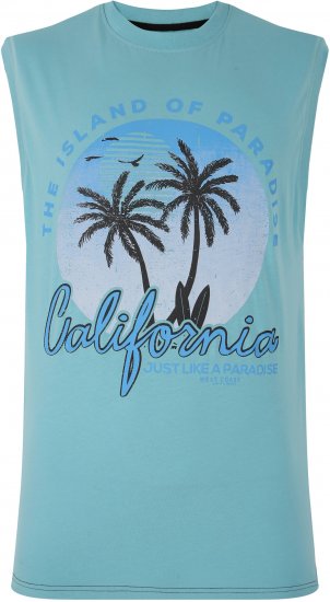 Kam Jeans 5727 California Paradise Sleeveless T-Shirt Light Blue - Pólók - Nagyméretű pólók - 2XL-14XL