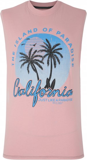 Kam Jeans 5727 California Paradise Sleeveless T-Shirt Pink - Pólók - Nagyméretű pólók - 2XL-14XL