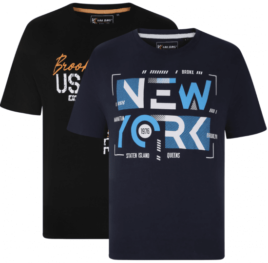 Kam Jeans 5736 NY Print T-Shirts 2-Pack - Pólók - Nagyméretű pólók - 2XL-14XL