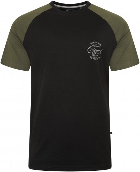 Kam Jeans 5747 Raglan T-Shirt with Print Black - Pólók - Nagyméretű pólók - 2XL-14XL