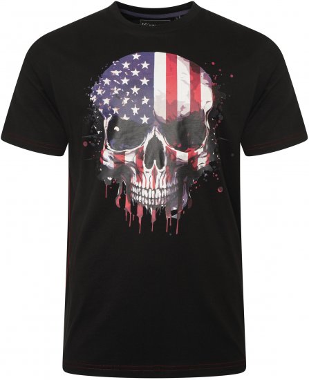 Kam Jeans 5756 USA Ghost Skull Print T-Shirt Black - Pólók - Nagyméretű pólók - 2XL-14XL