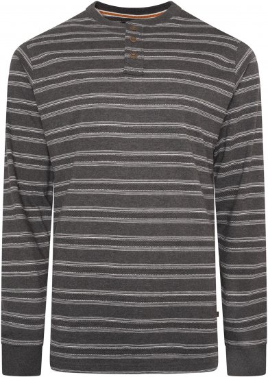 Kam jeans 5761 Embossed Waffle Stripe Long Sleeve Henley Shirt Charcoal - Pólóingek - Galléros Pólók 2XL-8XL - Pólóingek 2XL-8XL
