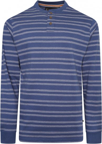 Kam jeans 5761 Embossed Waffle Stripe Long Sleeve Henley Shirt Indigo - Pólóingek - Galléros Pólók 2XL-8XL - Pólóingek 2XL-8XL