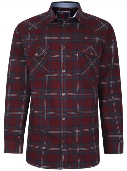 Kam Jeans 6194 Long Sleeve Flannel Shirt Burgundy - Ingek - Ingek 2XL-10XL