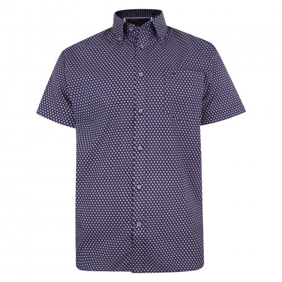 Kam Jeans 6211 SS Dobby Print Shirt Navy - Ingek - Ingek 2XL-10XL