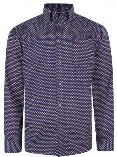 Kam Jeans 6211 LS Dobby Stitch Shirt Navy - Ingek - Ingek 2XL-10XL