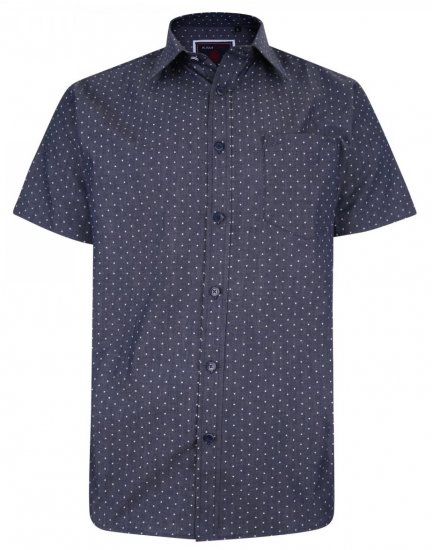 Kam Jeans 6212 SS Star Print Chambray Shirt Indigo - Ingek - Ingek 2XL-10XL