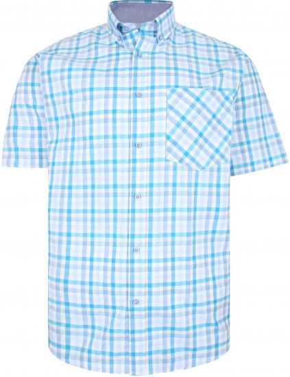 Kam Jeans 6215 Summer Check Shirt Turquoise - Ingek - Ingek 2XL-10XL
