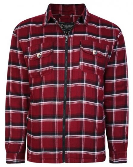 Kam Jeans 6231 Sherpa Lined Flannel Shirt with Zipper Burgundy - Ingek - Ingek 2XL-10XL