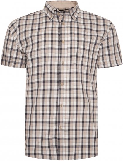Kam Jeans 6282 Casual SS Check Shirt Beige - Ingek - Ingek 2XL-10XL
