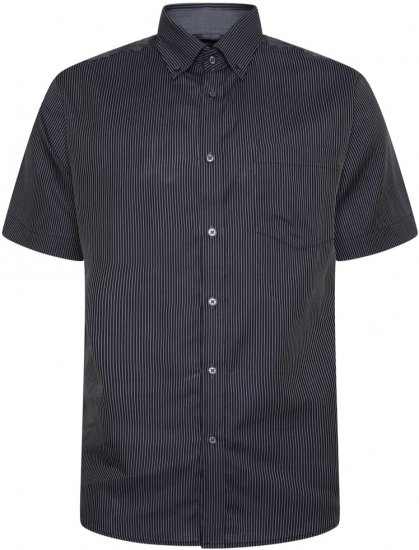 Kam Jeans 6300 Dobby Stripe Short Sleeve Shirt Dark Grey - Ingek - Ingek 2XL-10XL