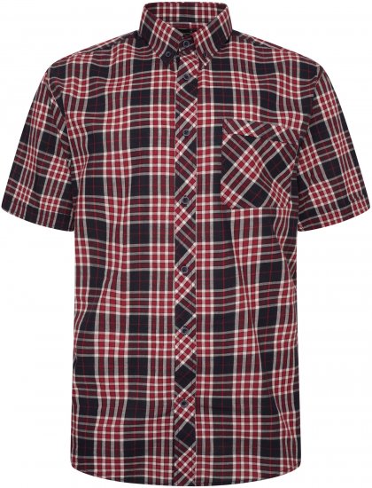 Kam Jeans 6301 Casual Check Short Sleeve Shirt Burgundy - Ingek - Ingek 2XL-10XL