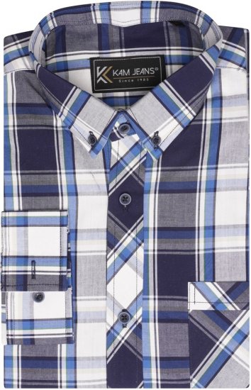Kam Jeans 6301 LS Casual Check Shirt Navy - Ingek - Ingek 2XL-10XL