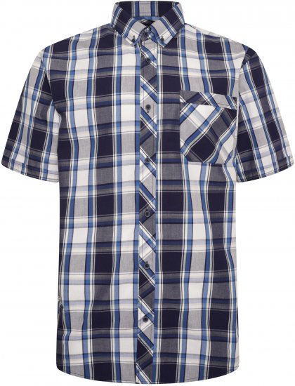 Kam Jeans 6301 Casual Check Short Sleeve Shirt Navy - Ingek - Ingek 2XL-10XL