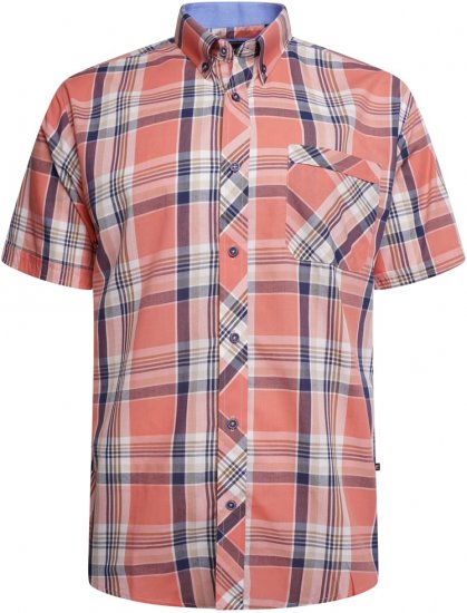 Kam Jeans 6312 Casual Check Short Sleeve Shirt Light Red - Ingek - Ingek 2XL-10XL