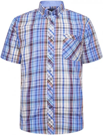 Kam Jeans 6315 Casual Check Short Sleeve Shirt Sky Blue - Ingek - Ingek 2XL-10XL