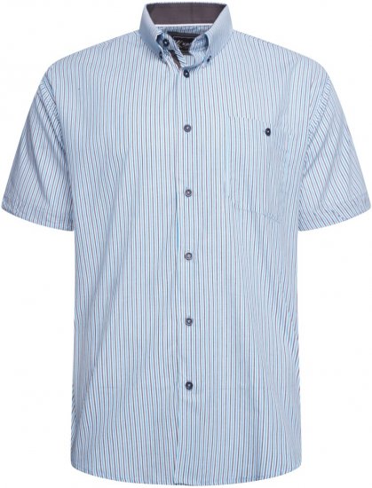 Kam Jeans 6321 Casual Stripe Short Sleeve Shirt Blue - Ingek - Ingek 2XL-10XL