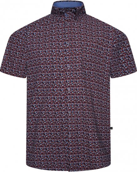 Kam Jeans 6326 Mini Floral Print Short Sleeve Shirt Navy - Ingek - Ingek 2XL-10XL