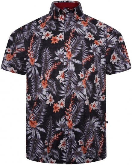 Kam Jeans 6330 AOP Floral Print Short Sleeve Shirt Navy - Ingek - Ingek 2XL-10XL