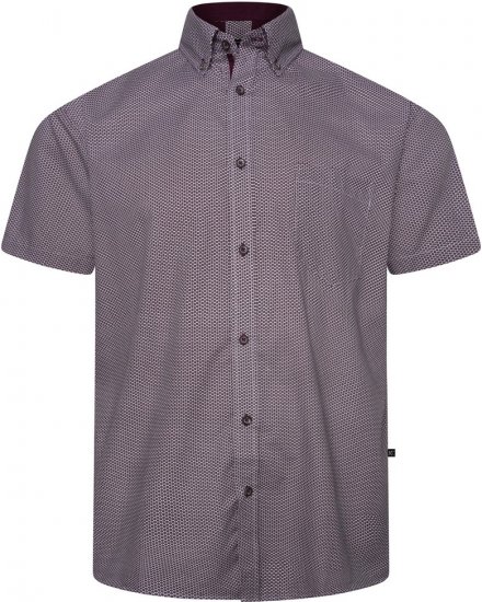 Kam Jeans 6332 AOP Dobby Print Shirt Burgundy - Ingek - Ingek 2XL-10XL