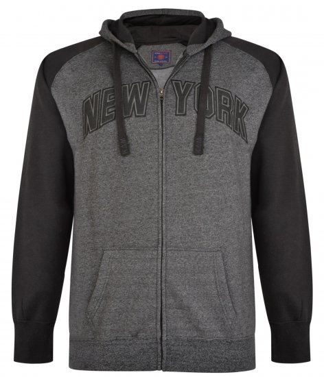 Kam Jeans Zip Thru Hoody Black - Pulóverek & kapucnis pulóverek - Pulóverek & Kapucnis pulóver 2XL-12XL