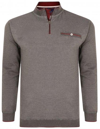 Kam Jeans 7020 1/4 Zip Sweater Charcoal - Pulóverek & kapucnis pulóverek - Pulóverek & Kapucnis pulóver 2XL-12XL
