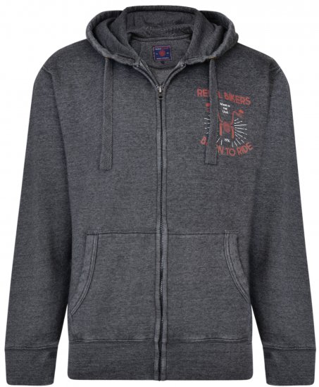 Kam Jeans 7023 Rebel Bikers Hoodie Charcoal - Pulóverek & kapucnis pulóverek - Pulóverek & Kapucnis pulóver 2XL-12XL
