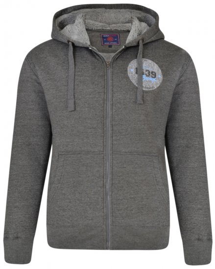 Kam Jeans 7025 Sherpa lined Hoodie Charcoal - Pulóverek & kapucnis pulóverek - Pulóverek & Kapucnis pulóver 2XL-12XL