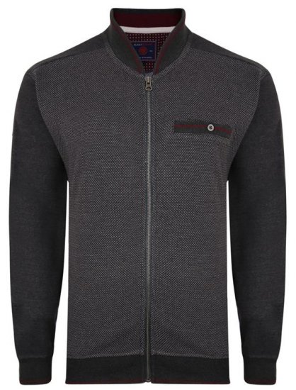 Kam Jeans 7035 Dobby Track Top Charcoal - Pulóverek & kapucnis pulóverek - Pulóverek & Kapucnis pulóver 2XL-12XL